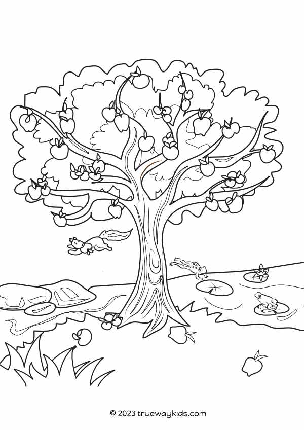 Psalm 1 -  Tree bearing fruit - coloring page for kids