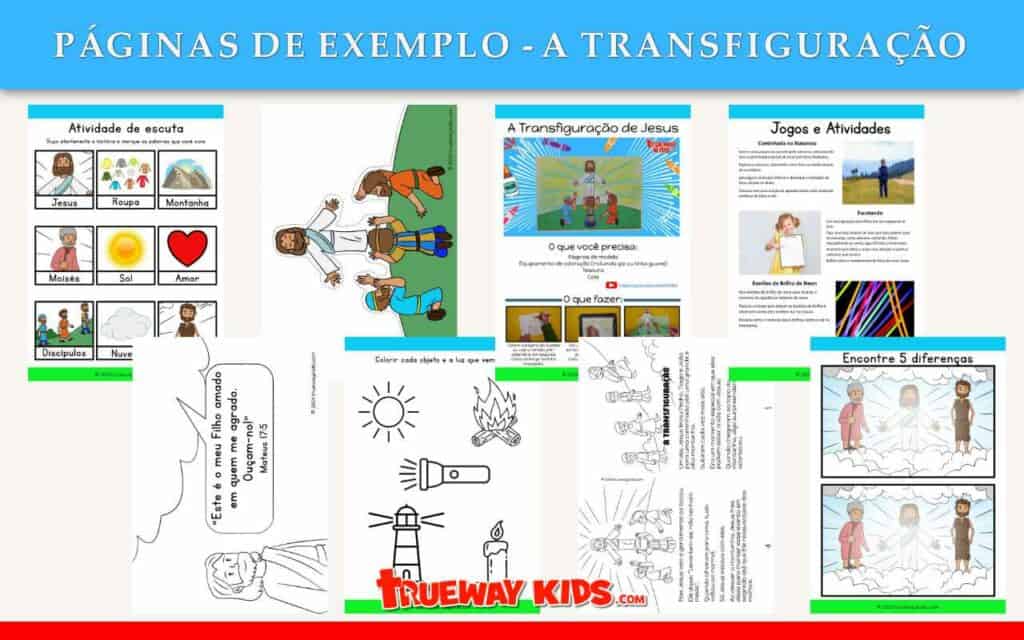 Download grátisLição bíblica para criançasImpressão gratuita para casa ou igrejaPáginas de exemploPágina de exemplo da lição bíblica de transfiguração gratuita para impressão Trueway Kids para crianças