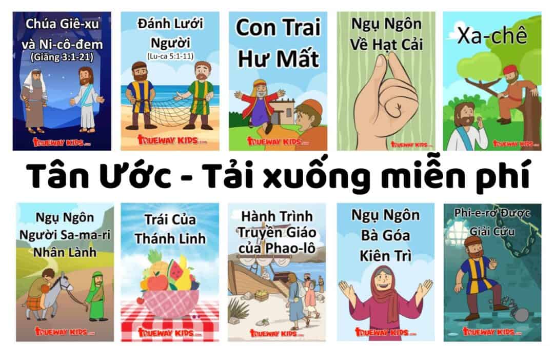 Bài học Tân Ước miễn phí cho trẻ em từ Trueway Kids. Bao gồm hướng dẫn, truyện, bài tập, thủ công, tô màu và các hoạt động.