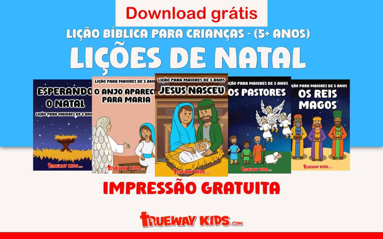 Série de lições bíblicas de Natal em 5 partes | Imprimível grátis para crianças Explore nossa série gratuita de lições bíblicas de Natal em 5 partes para crianças. Inclui temas como o nascimento de Jesus, os Reis Magos e os Pastores, com histórias, trabalhos manuais e atividades para idades de 5 a 10 anos.