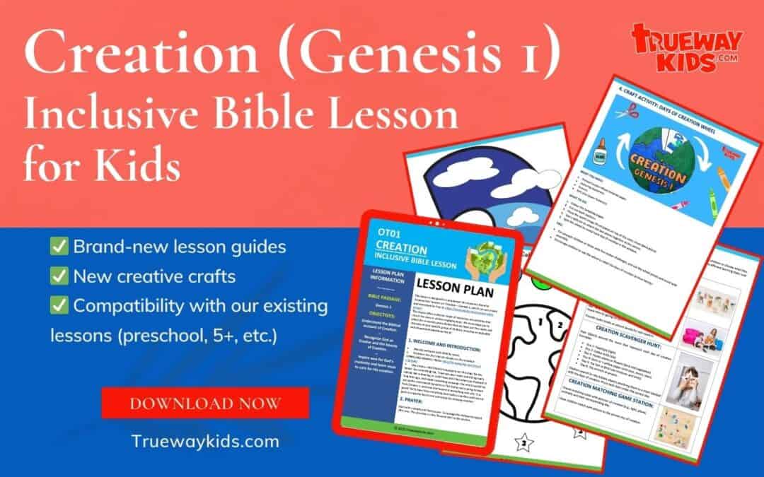 Teach kids, including those with SEND and additional needs, about Creation (Genesis 1) with this inclusive Bible lesson. Features adaptable lesson guides, creative crafts, and engaging activities for preschoolers and kids 5+. Perfect for all abilities. Download now