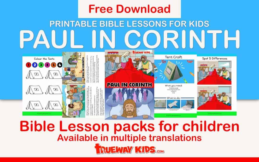 Explore our free Paul in Corinth Bible lesson for children! Includes coloring pages, crafts, games, and activities—all designed to help kids understand Acts 18 in a fun and engaging way. Download at Trueway Kids.