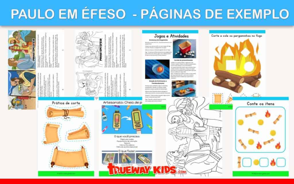 Veja uma prévia completa do pacote de lições sobre Paulo em Éfeso para crianças! Inclui visuais de histórias bíblicas, jogos, trabalhos manuais, folhas de atividades e páginas para colorir — para baixar gratuitamente em casa ou na igreja.