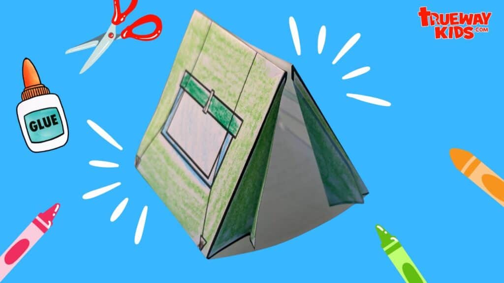 Download our free printable tent craft template for kids—perfect for Bible lessons like Paul in Corinth! Just print, color, cut, and glue. A fun and simple hands-on activity from Trueway Kids.