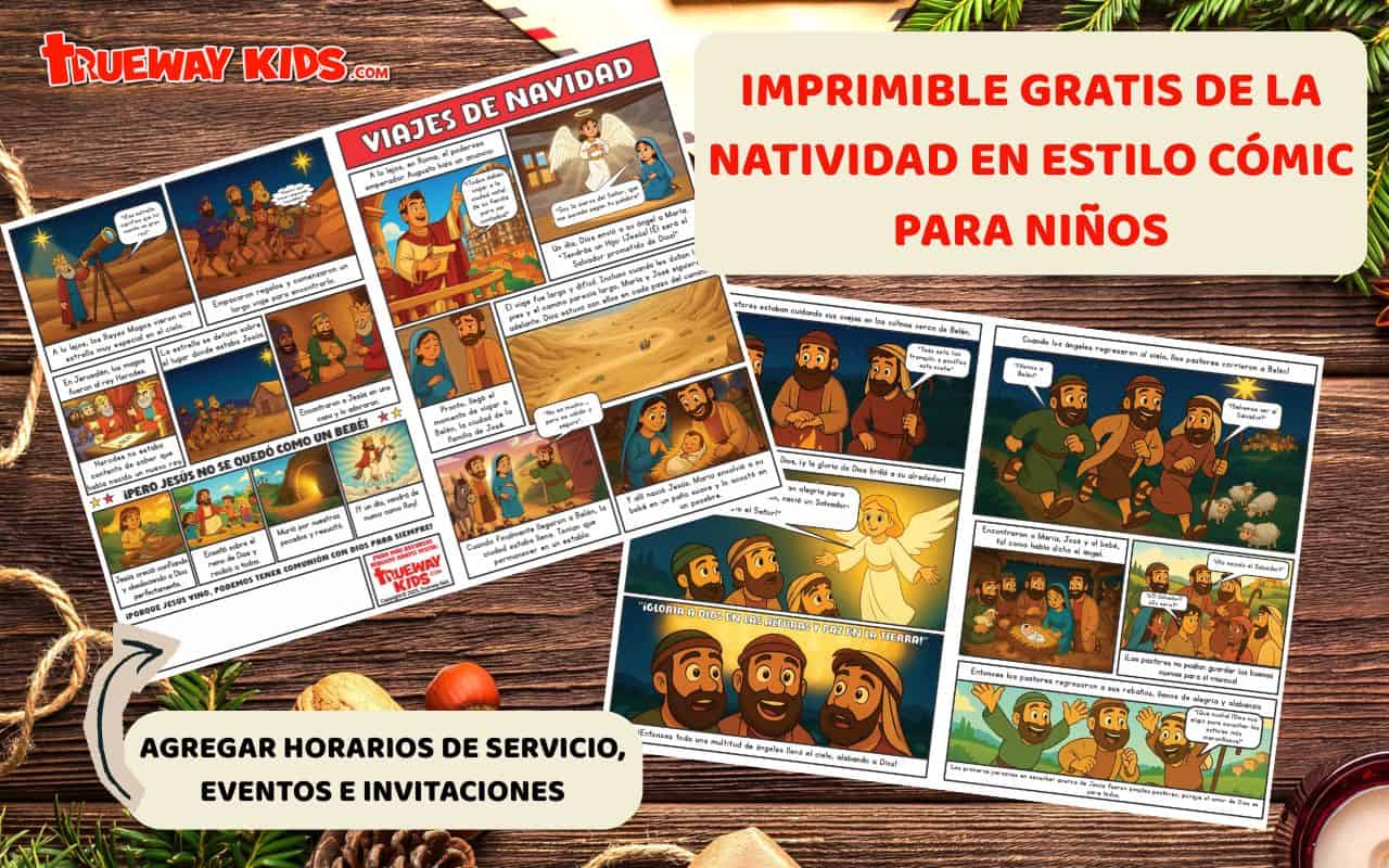 Imprimible Gratis de la Natividad en Estilo Cómic para Niños - Trueway Kids, image size:1280x800