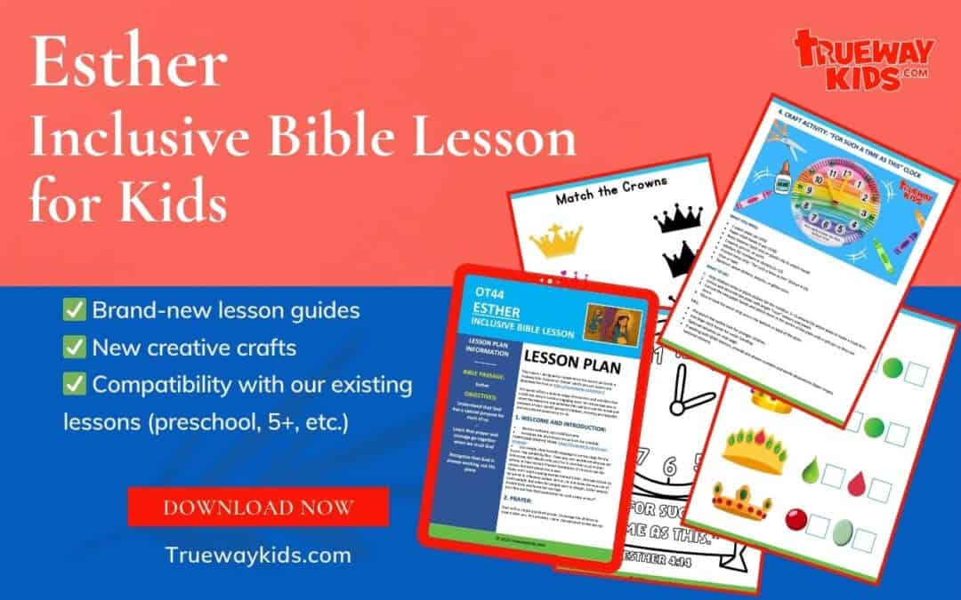 Download a free inclusive Bible lesson on Esther for kids! Help children learn about courage, purpose, and trusting God—no matter where they are or how they feel. This lesson includes hands-on activities, crafts, sensory-friendly ideas, and a visual, step-by-step plan to support all learners. Perfect for Sunday school, homeschool, and church ministries. Printable worksheets and SEND-friendly resources included—download now!