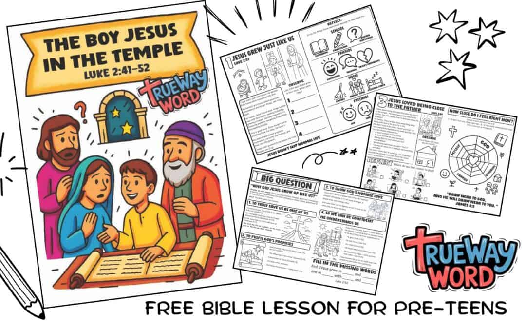 This free printable Bible lesson for preteens explores Luke 2:41–52 and shows how Jesus grew, learned, and obeyed God as a child. Designed for Sunday school, homeschool, and family devotions, it helps children grow in faith through everyday obedience.