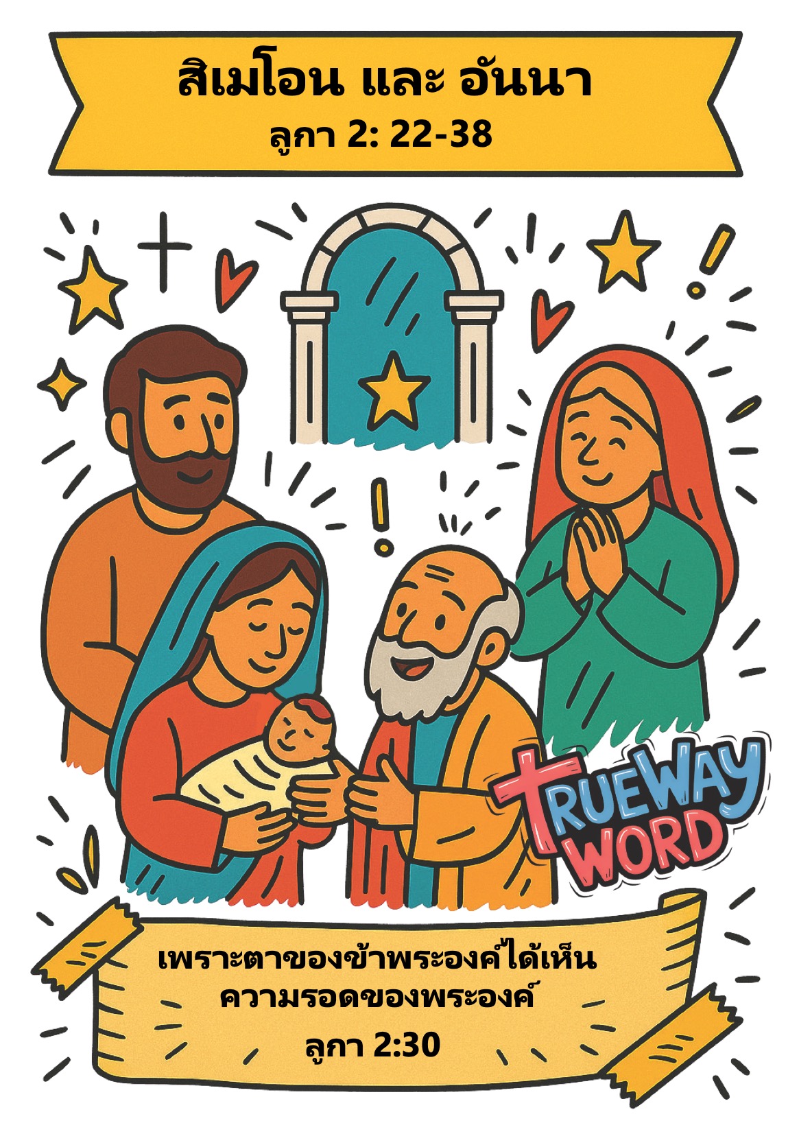 บทเรียนพระคัมภีร์สำหรับเด็กก่อนวัยรุ่นเรื่อง “สิเมโอนและอันนา” จาก ลูกา 2:22–38 ช่วยให้เด็กๆ เรียนรู้เกี่ยวกับความเชื่อ ความอดทน และการรอคอยตามพระสัญญาของพระเจ้า สิเมโอนและอันนาได้เห็นพระเยซูและรู้ว่าพระองค์คือพระผู้ช่วยให้รอด เหมาะสำหรับใช้ในชั้นเรียนวันอาทิตย์ งานพันธกิจเด็ก หรือการเรียนพระคัมภีร์ที่บ้าน พร้อมข้อพระคัมภีร์สำคัญ ลูกา 2:30 “เพราะตาของข้าพระองค์ได้เห็นความรอดของพระองค์”