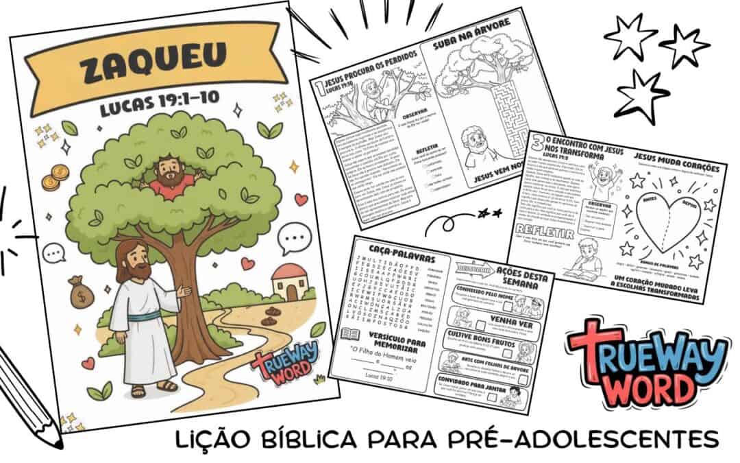 Lição bíblica gratuita para imprimir sobre Lucas 19:1–10. Ajude pré-adolescentes a descobrir que Jesus os conhece pessoalmente, busca os perdidos, transforma corações e oferece salvação pela graça.
