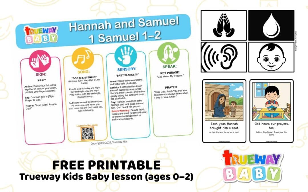 Help babies and toddlers learn that God hears their prayers through music, movement, simple signs, sensory play, and visual cards.